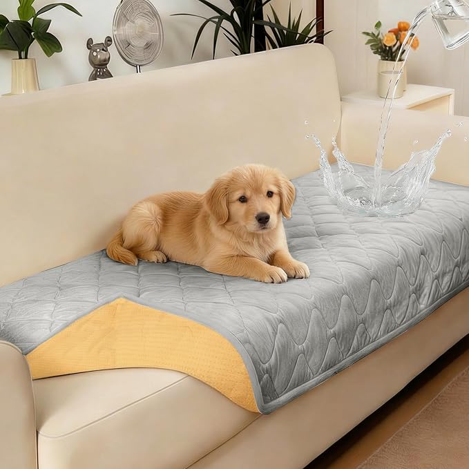 PuTian Waterproof Couch Cover for Dogs, Slip Straps, 36"X83", Light Gray | Washable Sofa Cover，Pet Friendly Couch Protector & Dog Mat, Waterproof Furniture Guard for Sofas, Loveseats & Sectionals - Image 7