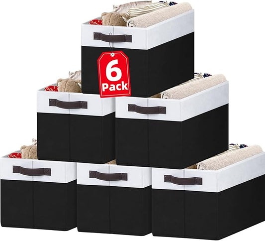 Criusia 6 Pack Closet Organizers and Storage Bins, Cute Dorm Room Essentials for Clothes Beddings Bags, Under Bed Storage Containers, Apartment Essentials Baskets for Organizing (14L*10W*9.5H) by Criusia