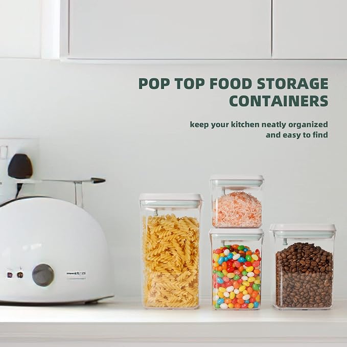 2 Pack Pop-Top Airtight Food Storage Containers, 2.0 Qt & 0.9 Qt | Clear Stackable Pantry Canisters for Coffee Stations, Breakfast Corners, Baking Areas, Dry Food Organization, BPA-Free - Image 2