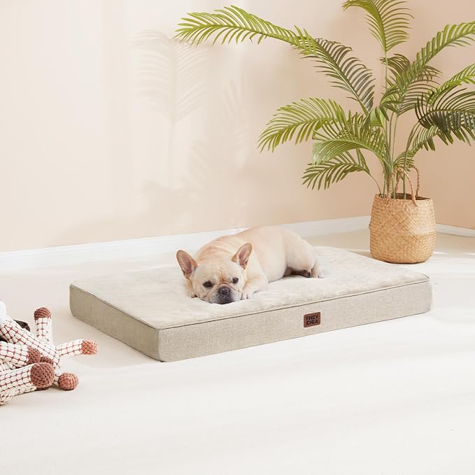 EHEYCIGA Orthopedic Dog Crate Beds for Medium Dogs, 30x20Inch, Beige | High Density Egg Crate Foam, Waterproof Liner, Washable Removable Cover, Non-Slip Bottom, Fits Crate, Floor and Sofa - Image 9