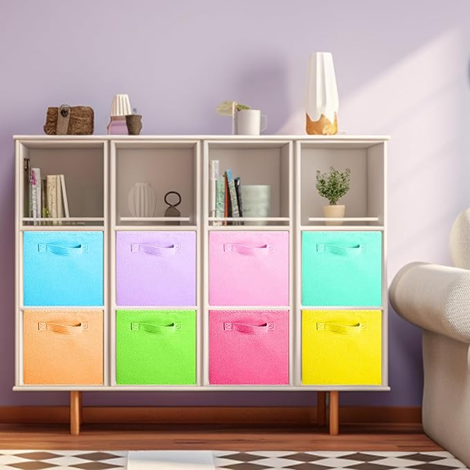 ShellKingdom Storage Bins, Foldable Fabric Storage Cubes, 8 Pack, 8 Colors | Cloth Organizer Drawer For Closet And Toys, 13 X 13 X 13 INCH, (Mix Colors) - Image 2