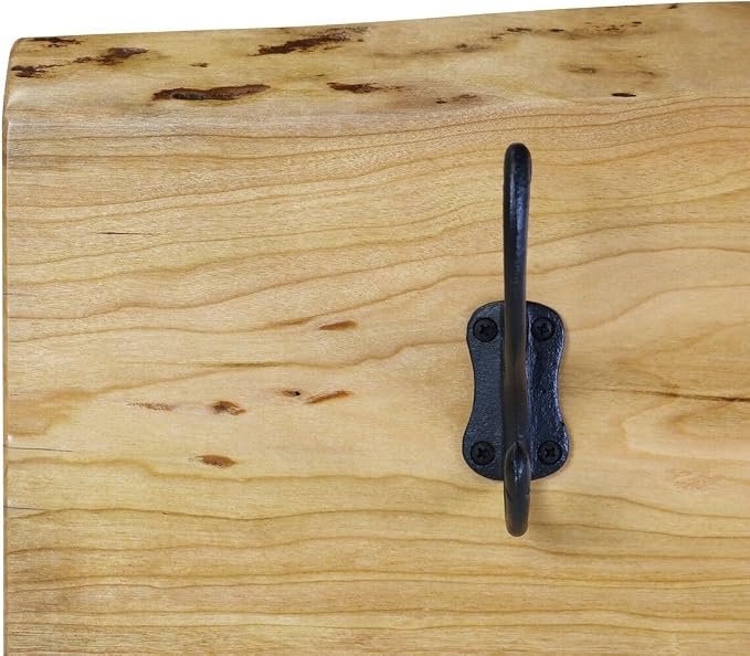 Reclaimed Live Edge Solid Wood Decor Wall Mounted Coat and Hat Rack Pet Dog Leash Jewelry Necklace Holder with 3 Hooks 36" w x 11" h 4" deep by Rooms Organized (Cherry) - Image 3