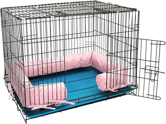 Happy Howls Dog Crate Bumper - Dog Cage- Waterproof 1100D Fabric - with Reinforced Ties & Durable Zippers - Fits Front or Side Door Puppy Kennels - Removable Cover (Pink, 36.0" L x 23.0" W) by Unknown