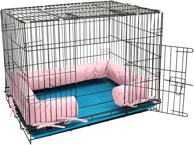 Happy Howls Dog Crate Bumper - Dog Cage- Waterproof 1100D Fabric - with Reinforced Ties & Durable Zippers - Fits Front or Side Door Puppy Kennels - Removable Cover (Pink, 36.0" L x 23.0" W) by Unknown