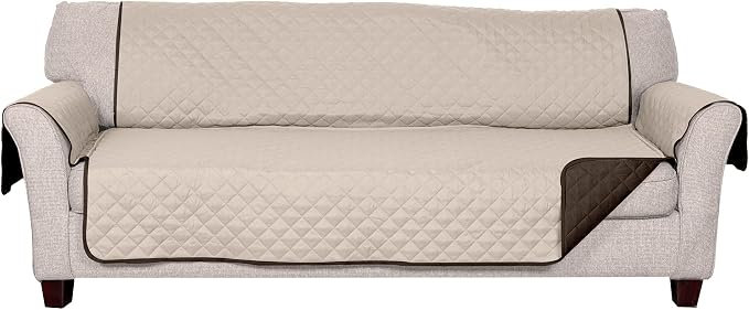 Furhaven Water-Resistant & Reversible Large Sofa/Couch Cover Protector for Dogs, Cats, & Children - Two-Tone Pinsonic Quilted Living Room Furniture Cover - Espresso/Clay, Large Sofa - Image 5