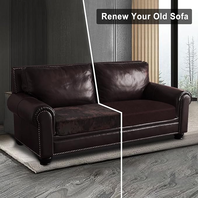 ANARACHON Leather Look Couch Cushion Covers Sofa Seat Slipcovers Sets Couches Furniture Protector for Sectional Armchair Loveseat Pets Kids Stretch Spandex Fabric (1 Cushion Loveseat, Chocolate) - Image 7