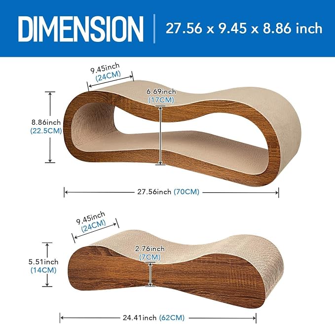 2 in 1 Cat Scratcher for Indoor Cats, Large Cardboard Cat Scratcher with 2 Plug-in Teaser Wand, 100% Recyclable & Reversible Scratching Board Pads Prevents Furniture Damage - Image 7