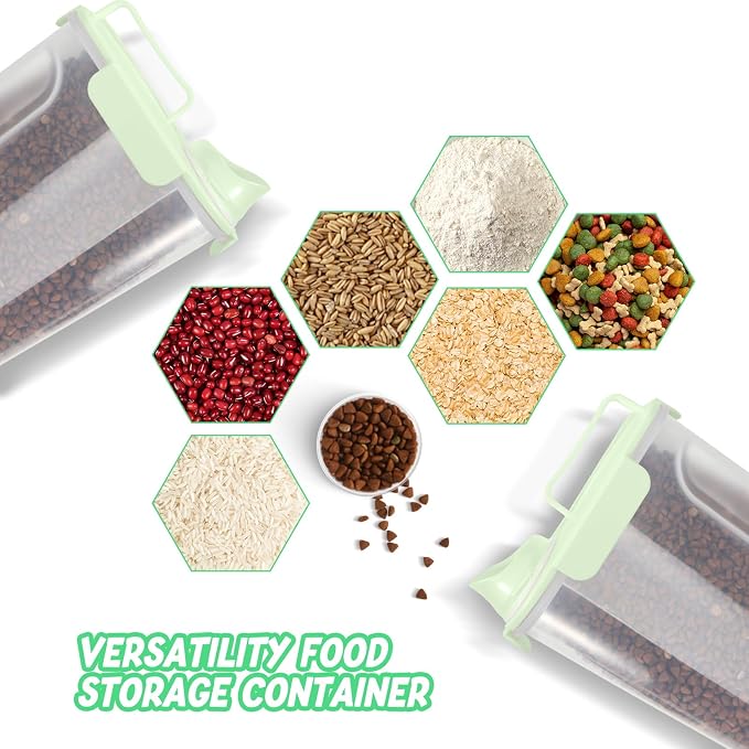 LEAWALK 5Lbs /6Qt/5L Airtight Cat Dog Food Storage Container with Upgraded Large Nozzle BPA-Free, Pet Food Storage Containers for Rice, Grain, Pet Food, Flour, Dog Treat Storage-2 Pack Green - Image 4
