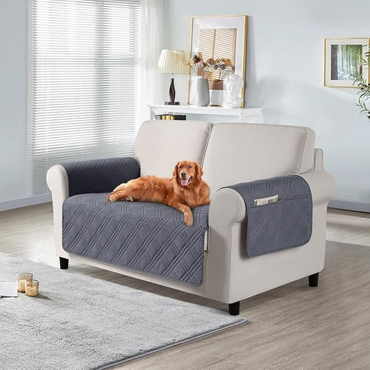 TAOCOCO Waterproof Loveseat Covers for Pets Dogs with Non Slip Backing, Sofa Seat Covers with Side Pocket for 2 Cushion Couch Washable Dog Couch Cover Protector Sofa Slipcovers(Loveseat, Dark Grey) by TAOCOCO