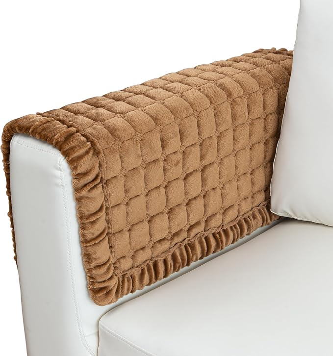 Couch Cover Couch Arm Covers Non Slip Sofa Arm Covers for Dogs Washable Armchair Cover Couch Protector Backrest Cover Sofa Slipcover for Recliner,Velvet,Coffee,28''x28''(Only 1 Piece) by TAOMOCASTL