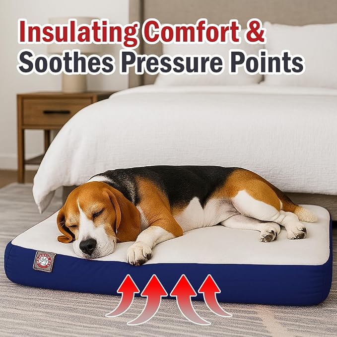 Majestic Pet 34x24x3 Inch Blue Orthopedic Memory Foam Rectangle Dog Bed – Medium Size Crate Dog Bed for Dogs with Joint Pain, Arthritis – Durable Pet Mattress with Egg Crate Foam, Washable Cover - Image 3