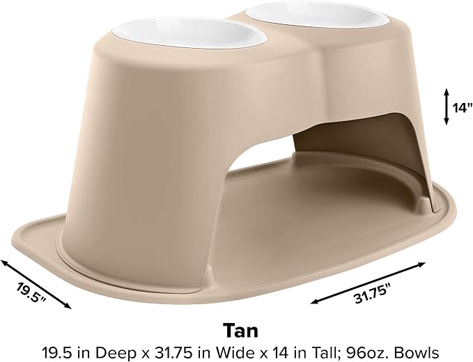 WeatherTech Double High Pet Feeding System w/Plastic Dog/Cat Bowls - 14" High Stand Tan (PDHC9614TNTN) - Image 4