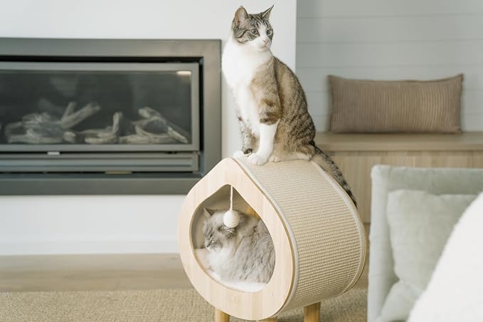 Luxury Cat Cave Bed & Scratching Condo for Indoor Cats - Modern & Cozy Cat Beds & Hideout - Kitty Bed & Furniture - No Assembly Required - Image 3