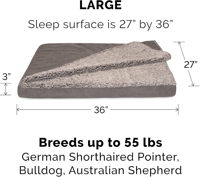 Furhaven Replacement Dog Bed Cover Berber & Suede Blanket Top Mattress, Machine Washable - Gray, Large - Image 3