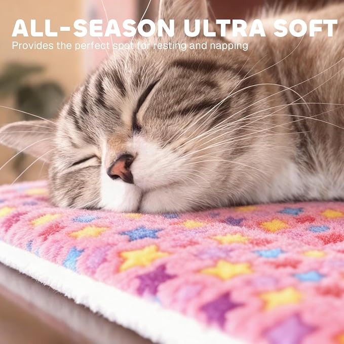 Mora Pets Dog Crate Pad - Ultra Soft Pet Bed With Cute Star Print, Washable Mat for Large Medium Small Dogs, Reversible Fleece Kennel Liner, Cat Bed 41 x 29 Inch Pink - Image 2