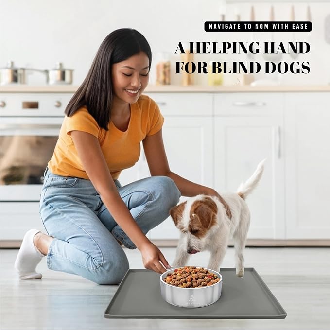 AVERYDAY 100% Waterproof Thicker Silicone Dog Food Mat, 0.63'' Raised Edge Bowl Mat for Food & Water, Non Slip Pet Feeding Placemat for Messy Drinkers, Perfect for Large Medium Small Breeds, 18"x10" - Image 7