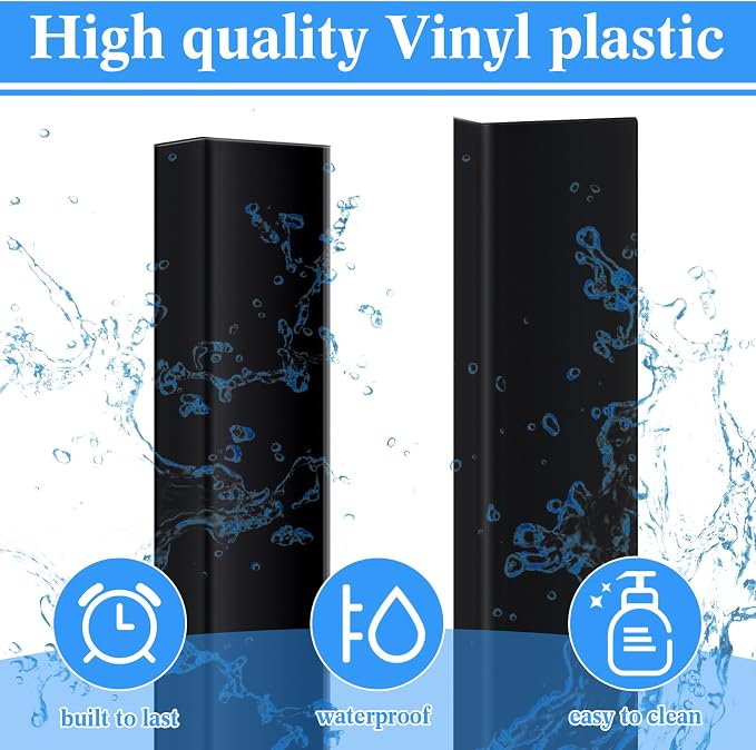 Sasylvia 10 Pcs 1 x 1/2 x 48 Inches Wall Corner Protector Guards, Avoid Scratching Scuffs, Black Vinyl Corner Trim Molding, Easy Install & Cleaning for Door Countertop Furniture Cabinet Protection - Image 3