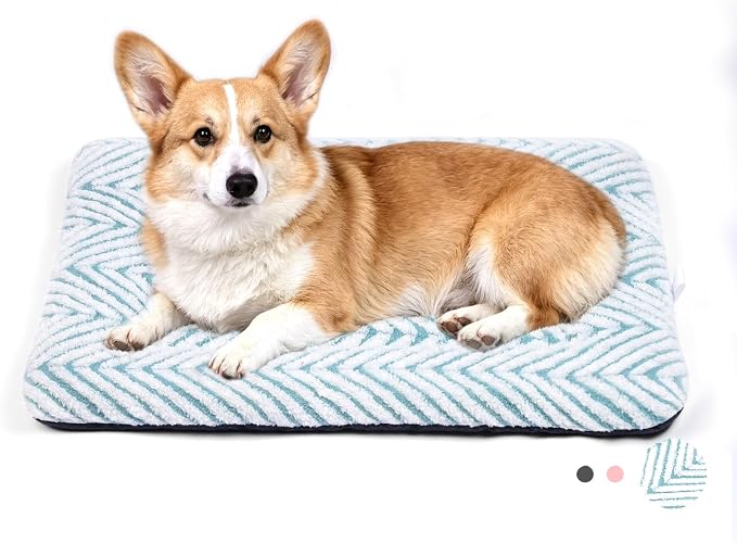 Mora Pets Washable Dog Crate Pad Soft Dog Kennel Bed Crate Mat for Small Medium Dogs, Puppies & Large Cats Flat Pet Bed with Anti-Slip Bottom for Cage & Carrier Sleeping Chevron Blue 30 x 19 by MoraPets
