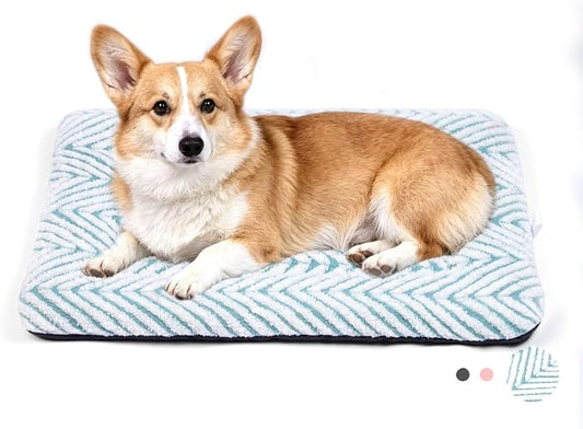 Mora Pets Washable Dog Crate Pad Soft Dog Kennel Bed Crate Mat for Small Medium Dogs, Puppies & Large Cats Flat Pet Bed with Anti-Slip Bottom for Cage & Carrier Sleeping Chevron Blue 30 x 19 by MoraPets