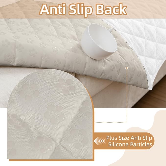 Dog Couch Cover for Sofa 100% Waterproof Faux Linen Sofa Covers for 3 Cushion Couch Washable Pet Friendly Sofa Slipcovers Non Slip Quilted Furniture Seat Protector (27x58 in, White) - Image 4