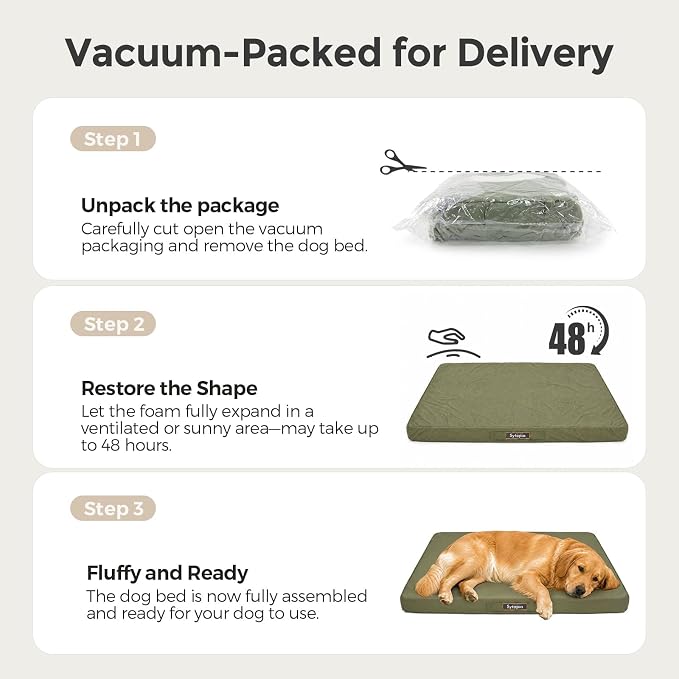 Sytopia Outdoor Dog Bed for Extra Large Dogs (90 lbs), Waterproof Orthopedic Pet Bed with Removable Washable Cover, Indoor Outdoor Dog Mat for Patio, Crate, Camping, Travel & Home, Green - Image 6