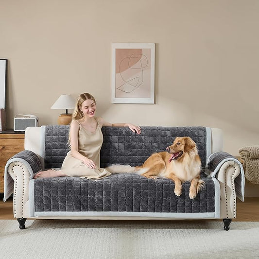 Couch Cover for Dogs Washable,Non-Slip Fuzzy Sofa Covers for Pets | Thick Soft Furniture Protector Fits Loveseat & Sectional,Against Fur&Dirt (Dark Gray, 1pc/36"x65"/Seat Cover) by Unknown