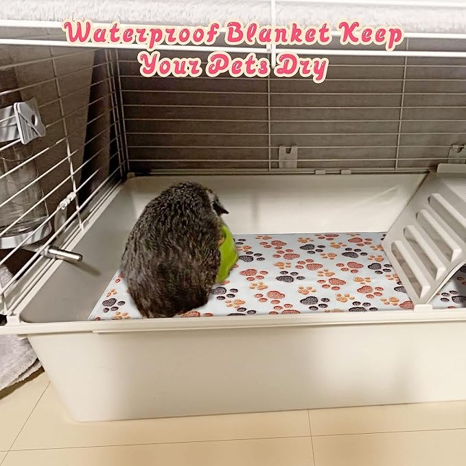 YUEPET Waterproof Guinea Pig Blankets Washable 3 Pack Small Animal Fleece Cage Liners Pet Soft Sleep Mat Pad Cover Warm Flannel Throw for Hamster Guinea Pig Rabbit Chinchilla Hedgehog Ferret 30"×16" - Image 6