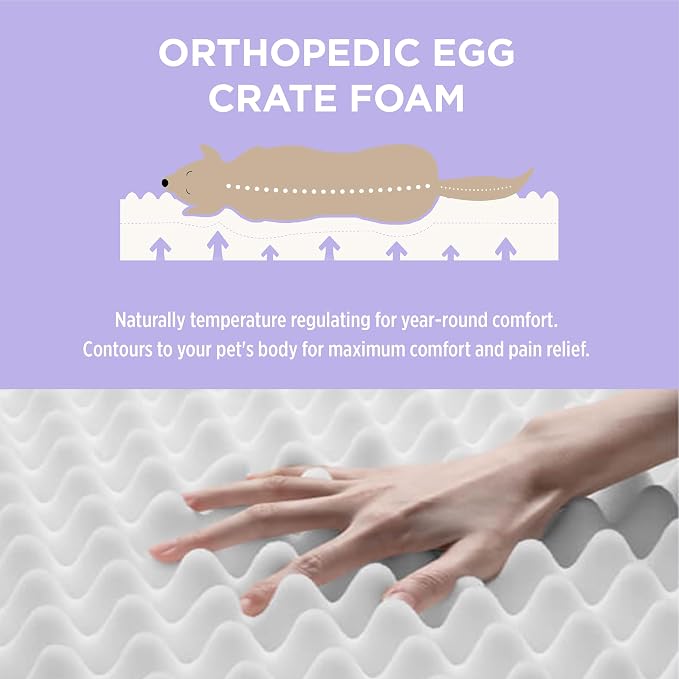 LE SURE Outdoor Waterproof Dog Bed for Large Dogs, Orthopedic Egg Crate Foam Pet Bed with Oxford Fabric Surface and Removable and Durable Cover, Machine Washable, 36''x27'', Grey | Crate Pad for Dogs with Oxford Fabric Surface,Removable Washable Cover,... - Image 3