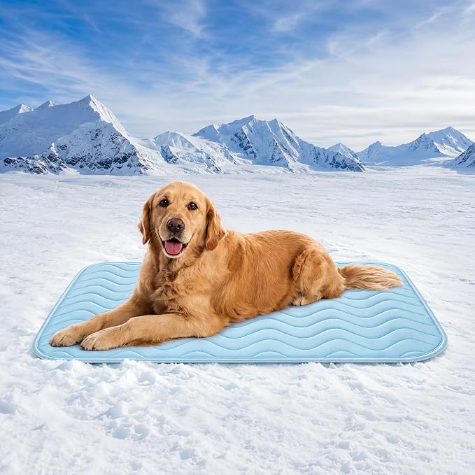 Dog Cooling Mat for Large Dogs, 40"x28" Breathable Self Cooling Crate Mat for Dogs & Cats, Portable Washable Pet Cooling Pad for Kennel, Sofa, Bed, Floor, Car Travel Indoor Outdoor Summer Use by ZENGAOOU