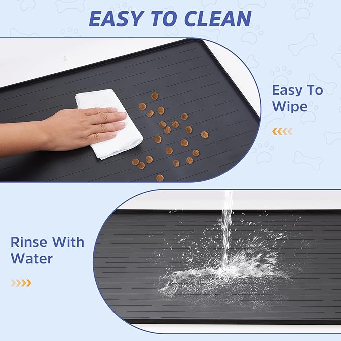 Large Dog Mats for Food and Water, 32"x24" Waterproof Pet Food Mats for Floor Nonslip Silicone Bowl Mats with Raised Edges - Image 6