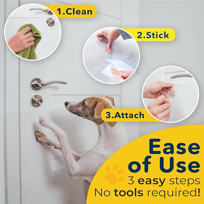 PROTECTO 1-Pack Door Protector from Dog Scratching, 18x12 - Door Guard | Clear Door Scratch Protector & Screen Door Protector for Cats, Scratch Shield - Window, Wall, Sliding Doors, Indoor Outdoor - Image 4