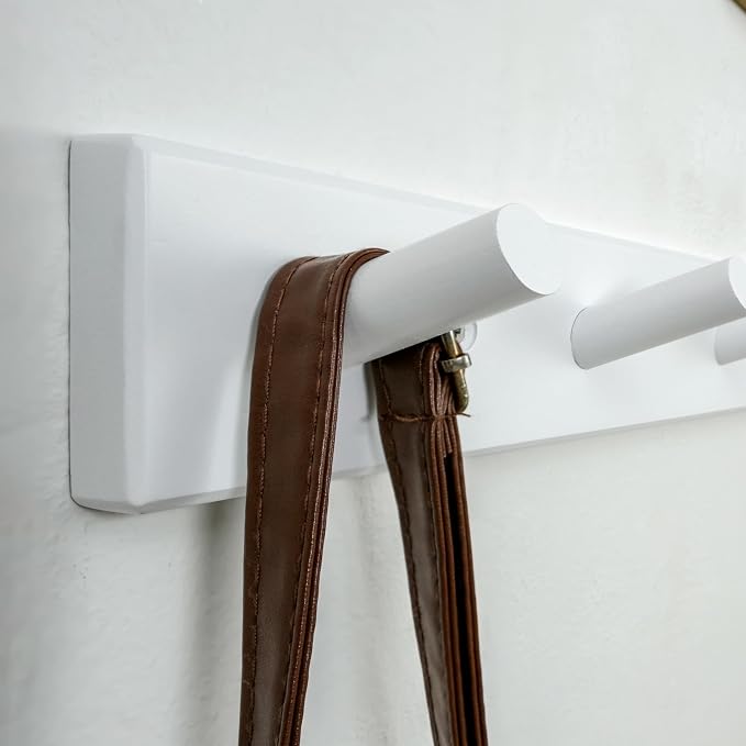 WEBI Coat Rack Wall Mounted,10 Hooks,38" Long Coat Hanger Wall Mount,Peg Rail Hat Hooks for Hanging Caps,Jacket,Clothes,Coats,White,2 Packs - Image 5