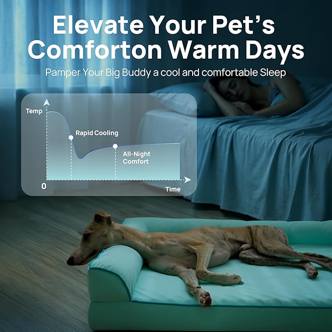 Cooling Dog Bed for Small,Medium Dogs & Cats with Bolsters,Q-Max>0.45 Orthopedic Pet Cool Sofa Beds with Breathable Egg Crate Foam,Removable Washable Cover, Light Aqua - Image 2
