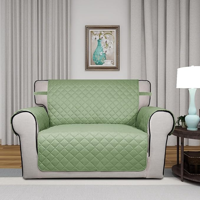 PureFit Reversible Quilted Sofa Cover Dog Couch Covers for Sofa, 28 in | Sage Green/Ivory, Water Resistant Couch Protector, Washable Pet Couch Cover with Non Slip and Elastic Straps For Kids - Image 2
