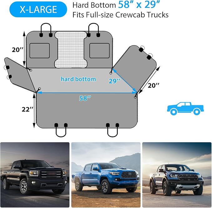 URPOWER PU Leather Dog Back Seat Extender for Full-Size Crew Cab Trucks | Supports 550 lbs, Stable 3-Panel Hard Bottom, Added High-Density Foam for Comfort, Waterproof 900D Oxford, 45% More Space - Image 5