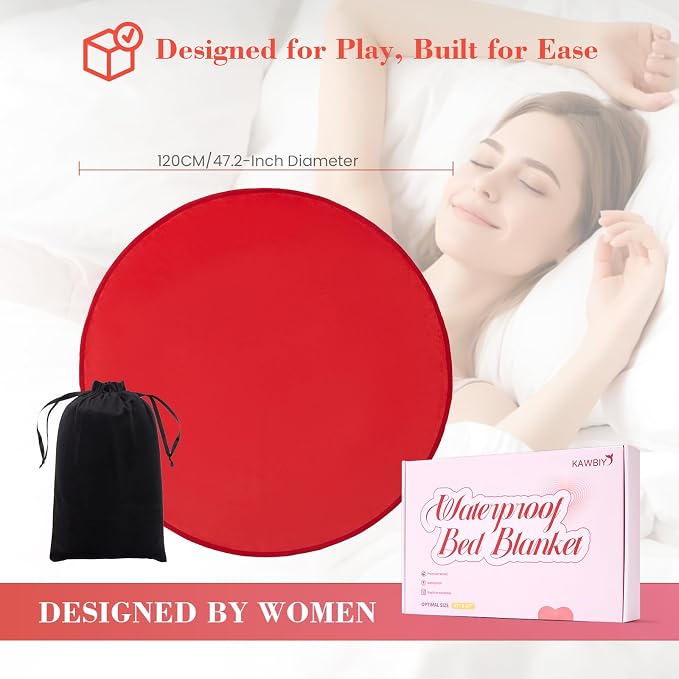 Waterproof Blanket for Bed, Portable Waterproof & Stain-Resistant | Throw with Storage Bag, Washable Bed and Sofa Protector Mat, Travel Friendly, Presents Gifts for Women, Red, 47.2''x47.2'' - Image 3