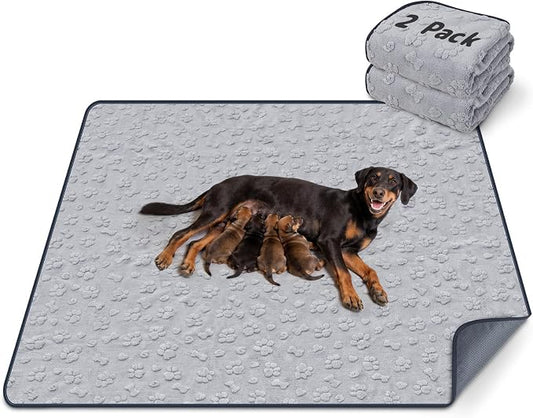 LOOBANI 2 Pack Extra Large Washable Pee Pads for Dogs 54"x54", Gray | Non-Slip Reusable Dog Mat, Super Absorbent & Waterproof Whelping Pads For Floor, Bed, Incontinence, Housebreak, Leak-Proof by LOOBANI