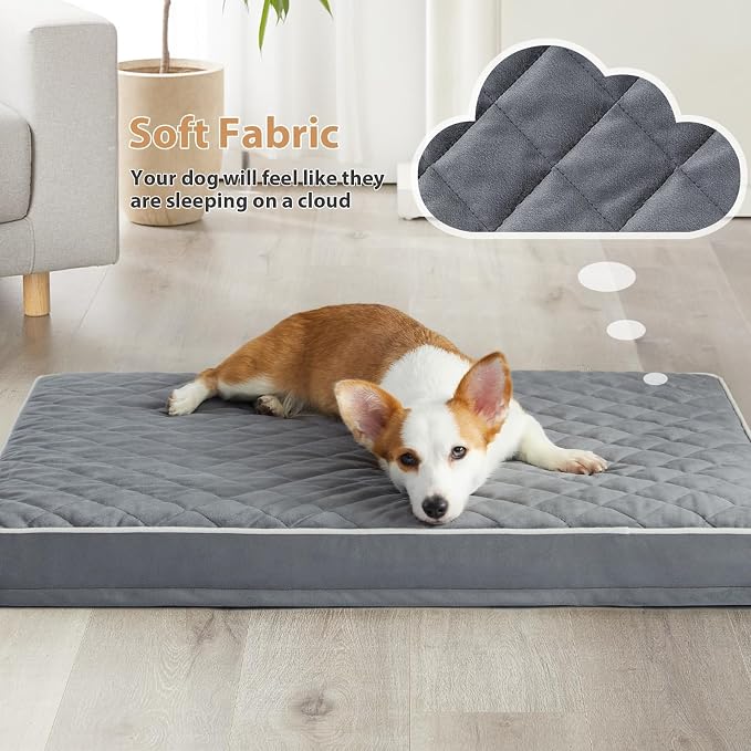 WNPETHOME Orthopedic Giant Human Dog Beds for Adult & Dog Cozy Sleep | Human Washable Waterproof Dogs Bed with Removable Cover, Multi-Needle Quilting Dogs Crate Bed for Relax ,Grey 61x43 Inch - Image 2