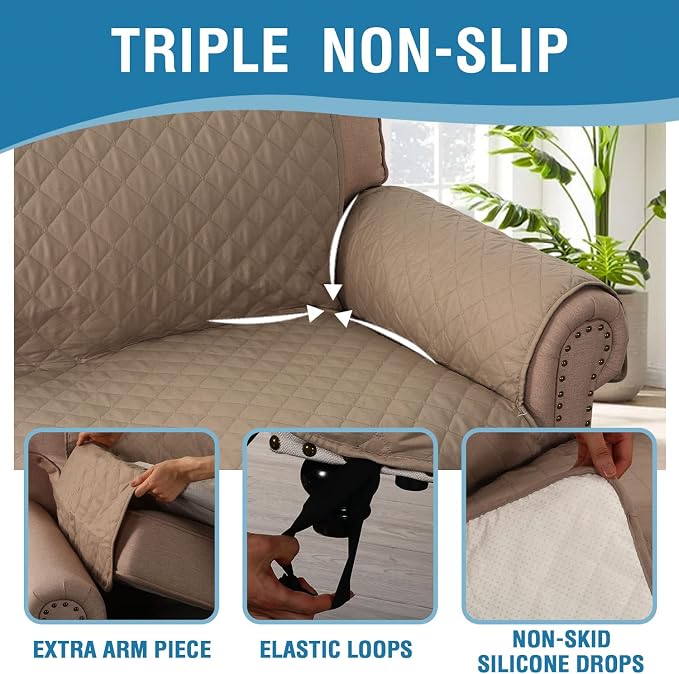 H.VERSAILTEX Sofa Cover, 100% Waterproof Slipcover Furniture Protector, Washable Couch Cover with Non-Skid Backing and Elastic Straps for Kids, Dogs, Pets(Sofa, French Oak) - Image 7