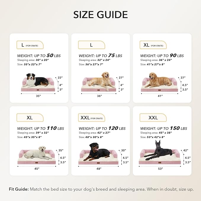 Waterproof Orthopedic Dog Bed for Extra Large Dogs, 45x35in, Pink | Orthopedic Foam Relieves Joint Pressure, Bolsters Supports Head And Neck, Washable Cover, Non-Slip Bottom - Image 5