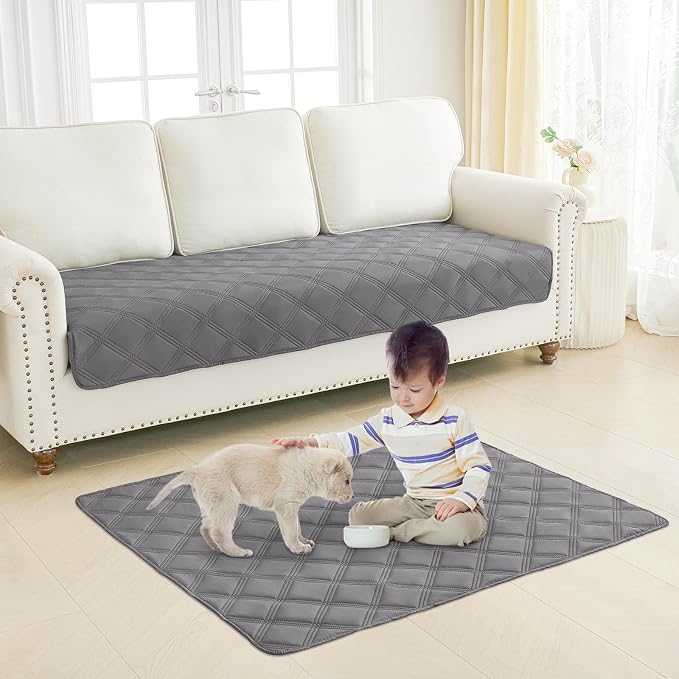 Smiry Waterproof Dog Bed Cover, Reversible Pet Blanket for Sofa Couch | Soft Washable Dog Blanket, Leakproof Couch Cover for Dogs Cats & Furniture Protection, 40x90, Grey/Dark Grey - Image 7