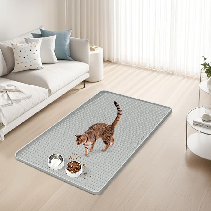 Silicone Cat & Dog Food Mat 28" x 22" Pet Feeding Mat for Food and Water | Extra Large Pet Foof Mat with Raised Edges, BPA-Free, Non-slip, Waterproof Bowl Mat for Small, Medium & Large Pets - Image 7