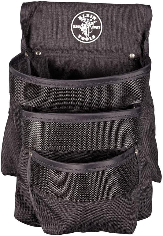 Klein Tools 5703 Tool Pouch, PowerLine Series Utility Pouch Fits Tool Belts up to 2.5-Inch, Strong Rivet Reinforced Stitching, 3-Pocket by Unknown