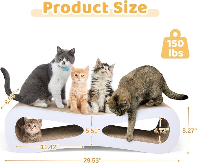 COZIWOW Cat Scratcher Lounge, Cat Scratching Board, Cardboard Lounge Bed, Durable Cat Scratching Pad Furniture Protector for Indoor Cats Kittens (Grey) - Image 2