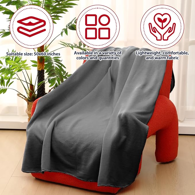Newwiee 24 Pcs Bulk Fleece Throw Blankets 50'' x 60'' Oeko-tex Standard 100 Certified for Outdoor Wedding Guest Blankets Donation Homeless Sleepover Lap Pet Sofa, All Seasons Use (Trendy Colors) - Image 6