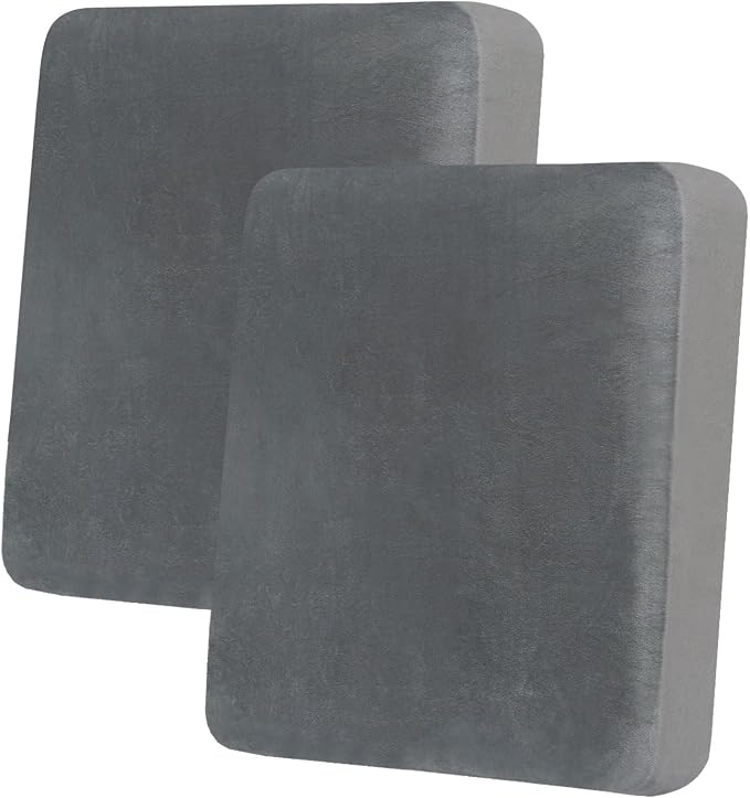 hyha Velvet Couch Cushion Covers, Soft Sofa Seat Covers for sectional 2 Cushion Couch Washable, Magic Sofa Slipcover with Elastic Bottom, Non-Slip Furniture Protector for Pets, Kid(2PC, Grey) | Soft Plush Sofa Slipcover, Elastic Bottom, Non-Slip Wear R... by hyha