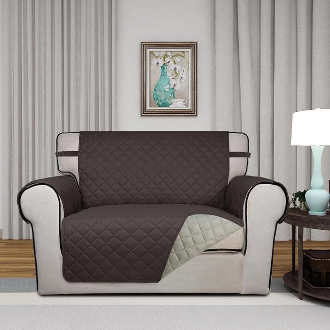 PureFit Reversible Quilted Sofa Cover Dog Couch Covers for Sofa, 28 in | Chocolate/Beige, Water Resistant Couch Protector, Washable Pet Couch Cover with Non Slip and Elastic Straps For Kids - Image 2