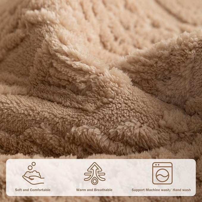 vctops Cable Jacquard Plush Sofa Couch Covers Boho Fuzzy Couch Cover for Dogs Soft Non Slip Sectional Sofa Slipcover Thick Warm Washable Furniture Protector for Kids, Pets (Camel,28"x35") - Image 4