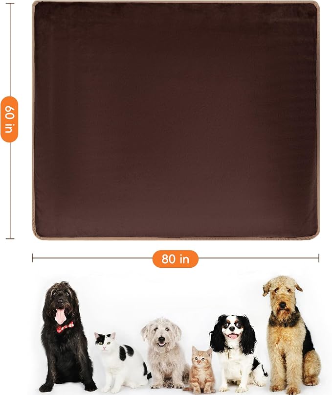 Waterproof Blanket for Bed 60"x80" | Brown Throw Blanket for Large Dogs Reversible Soft Flannel Leakproof Spill-Proof Dog Blanket for Couch Camping Travel - Image 3