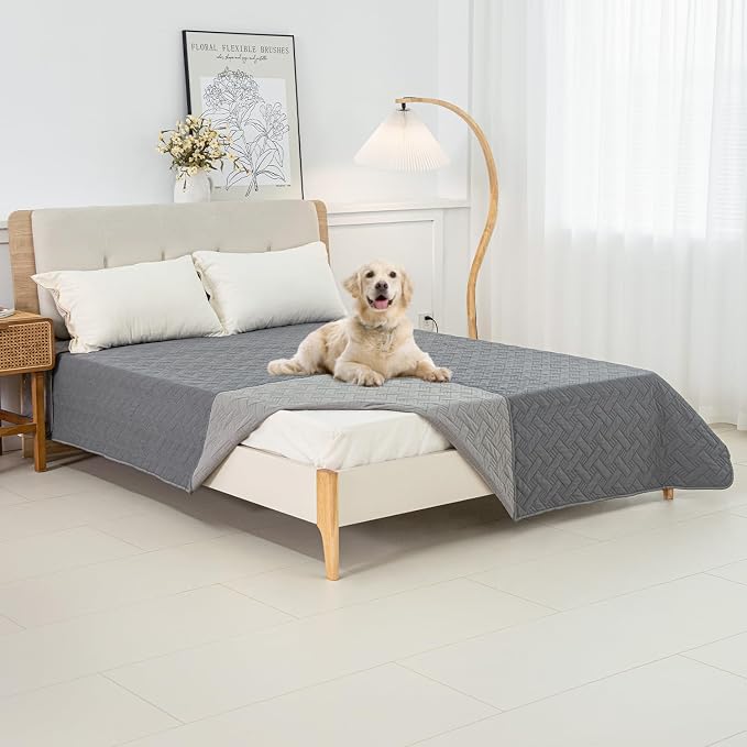 BOCTOPUG Dog Bed Cover for Pets Blankets Rug Pads for Couch Protection Waterproof Bed Covers Dog Blanket Furniture Protector Reusable Changing Pad (Dark Grey+Light Grey, 82"x102") - Image 3